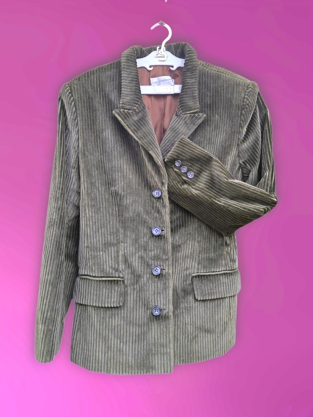 Chunky Plush Corduroy Blazer Petite Sz 10 in a cool tone Brown. Fall Preppy